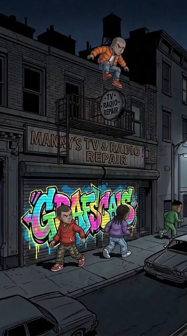 The finished Grafscals burner on the storefront gate